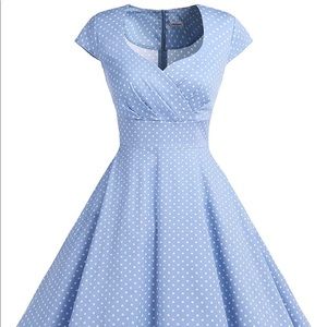 Light blue polka dot vintage style dress